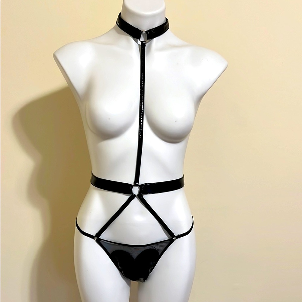 Victoria’s Secret Black Strappy Lingerie teddy bodysuit size S